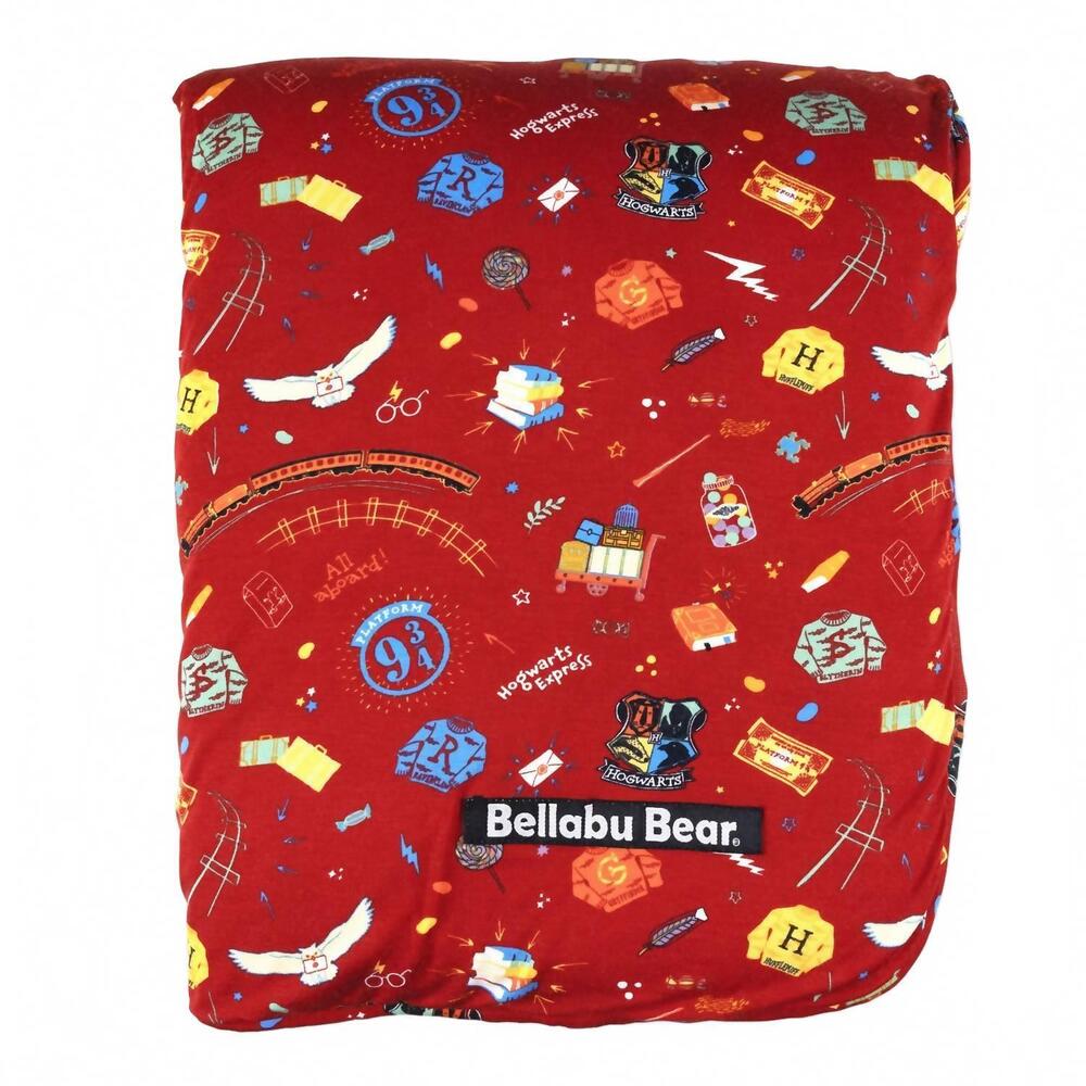 NEW BELLABU BEAR kid's hogwarts express bamboo blanket in red